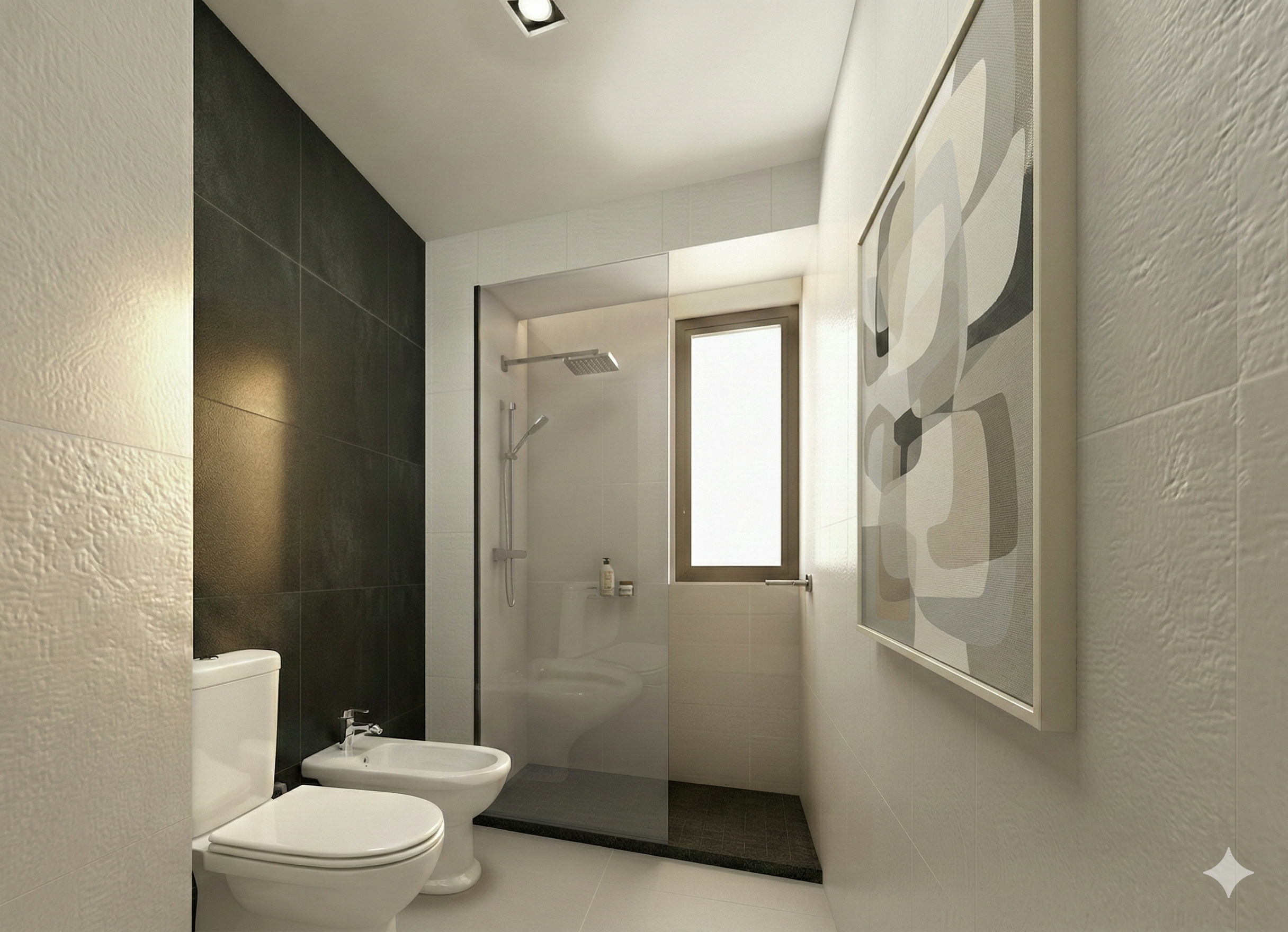 Baño con mampara fija